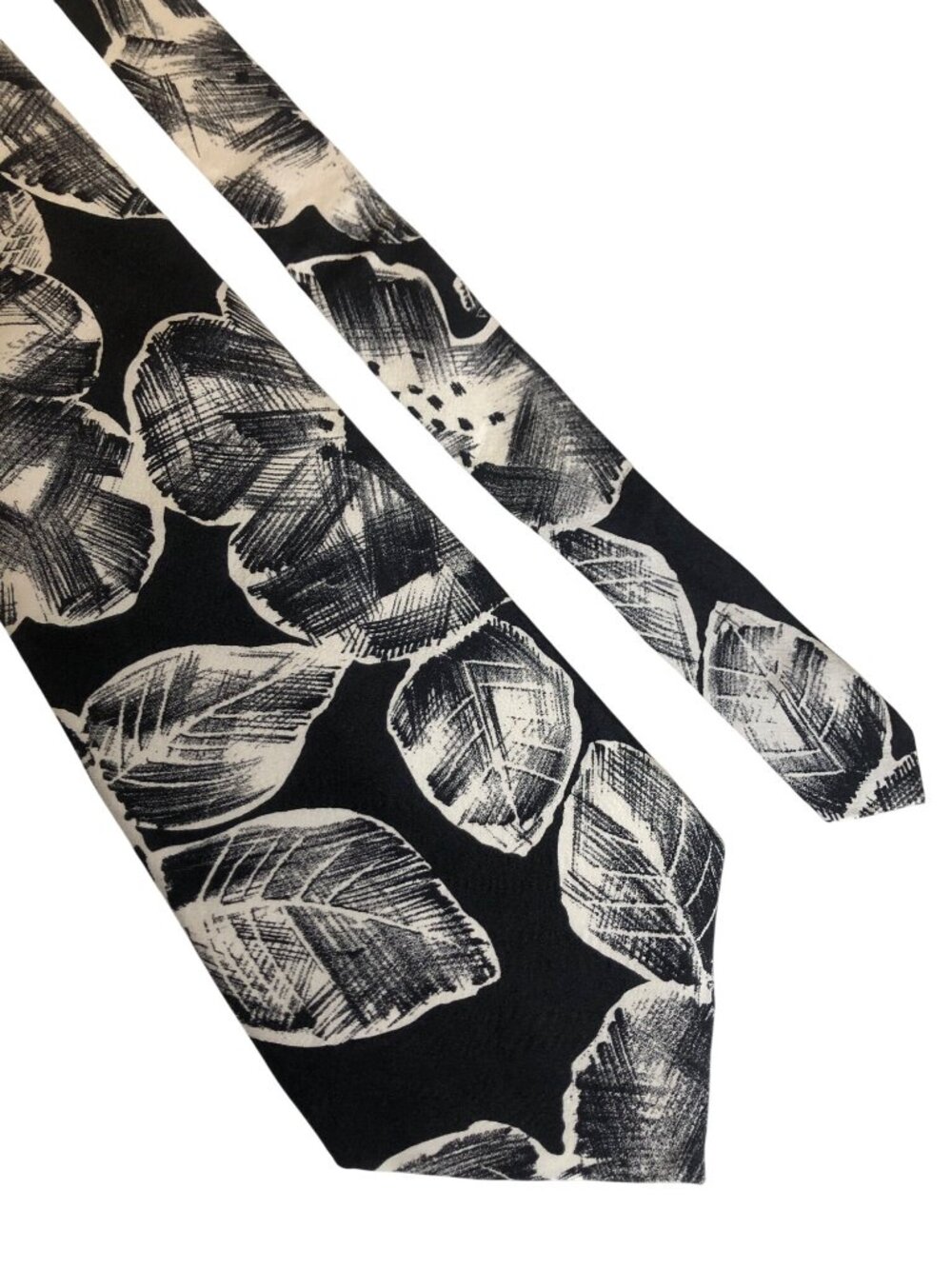 Halston III Silk Tie Black White Floral Mens Necktie Office Formal Dad Gift